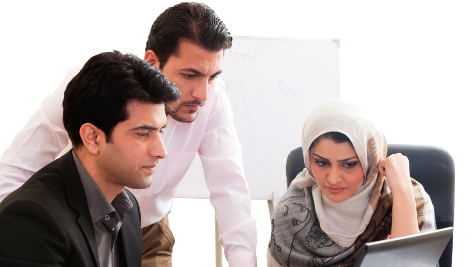 Arab business woman in a meeting with colleagues