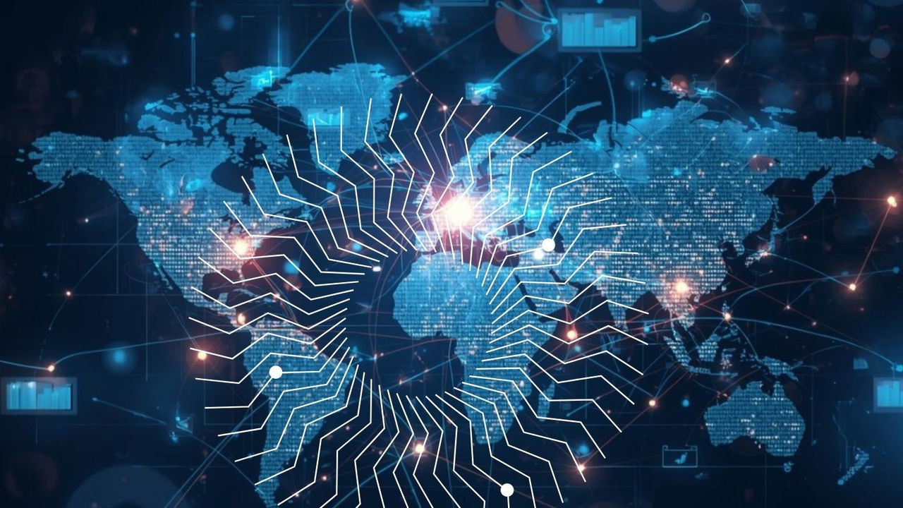 展示全球数字化连接网络的图像，象征多司法辖区电子发票合规。